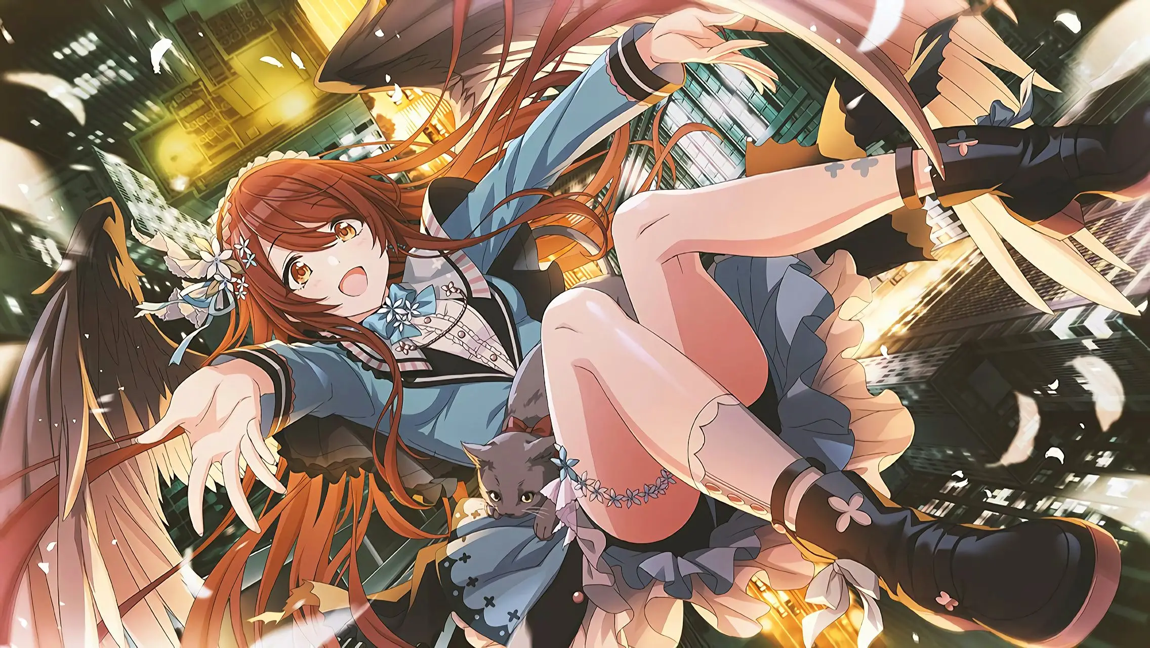 Illustration de la carte P-SSR [Four and One Night Story] (Fes) de l'idole Tenka Osaki, apparaissant dans le jeu mobile THE iDOLM@STER Shiny Colors.